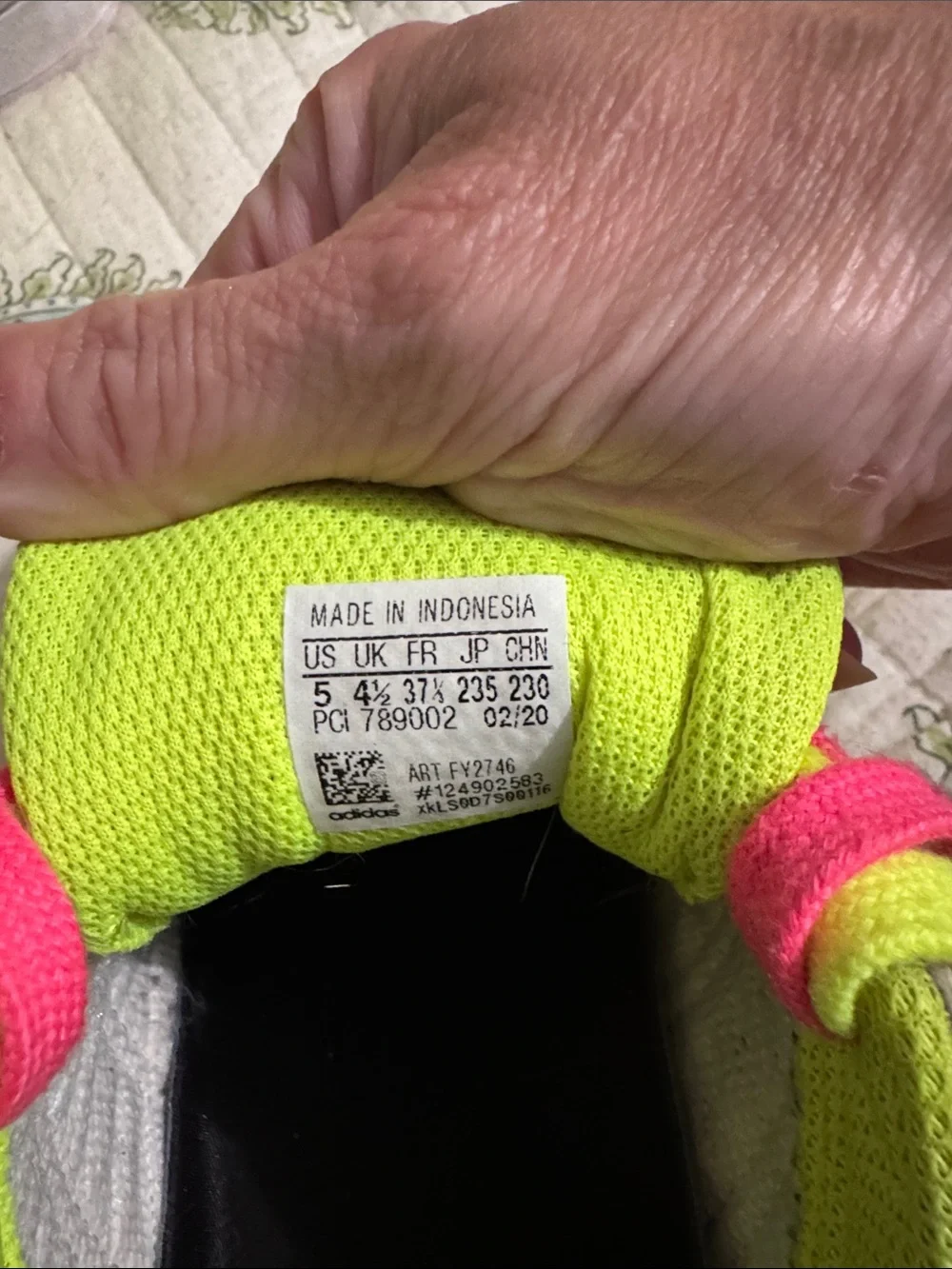adidas Neon Yellow Sneakers with Pink & Blue Laces